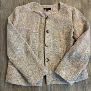 Women's Beige Tweed Glitter Blazer Ann Taylor Size 8 New Condition
